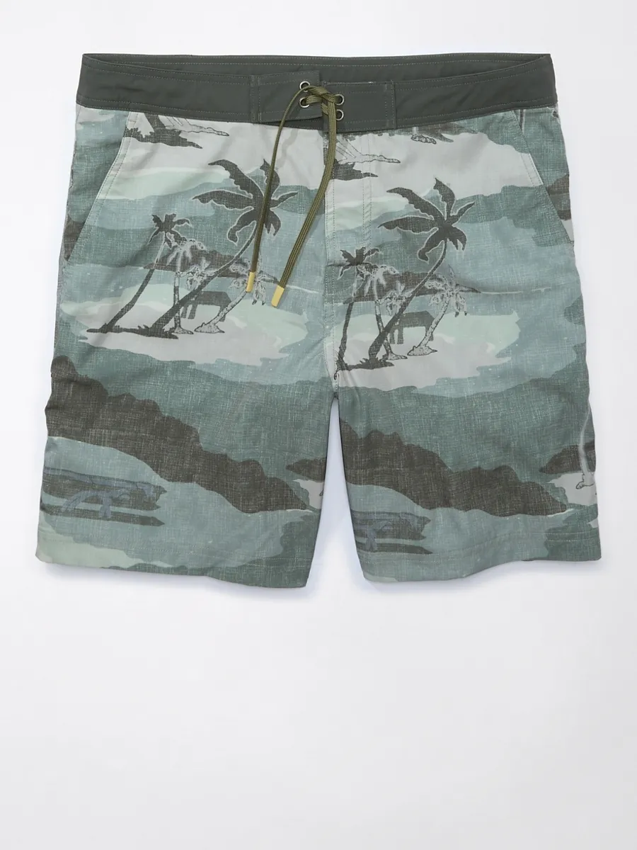 AMERICAN EAGLE MEN 7715 8 INCH CARSON STRETCH BOARDSHORT WITH CONTRAST 329 CAMO GREEN
