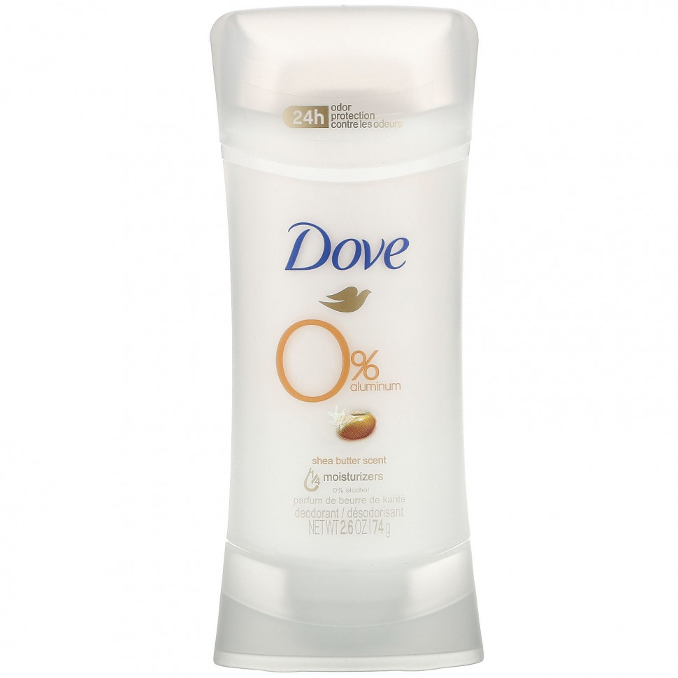 Dove, 0% алюминиевый дезодорант, масло ши, 2,6 унции (74 г) - DVE-47884-Лепестки роз