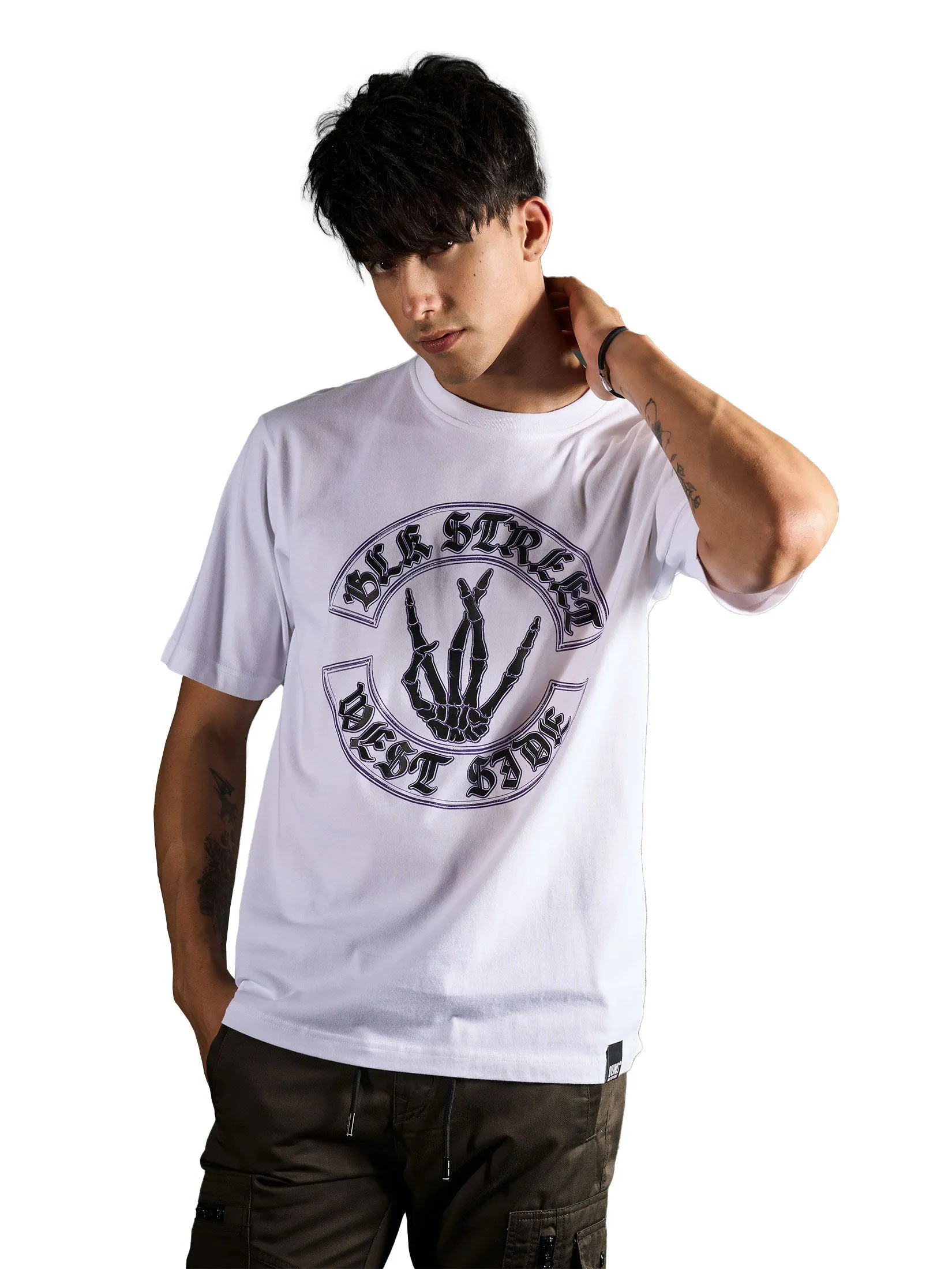 DAVIE JONES Men's T-Shirt Graphic Print Oversized Fit White