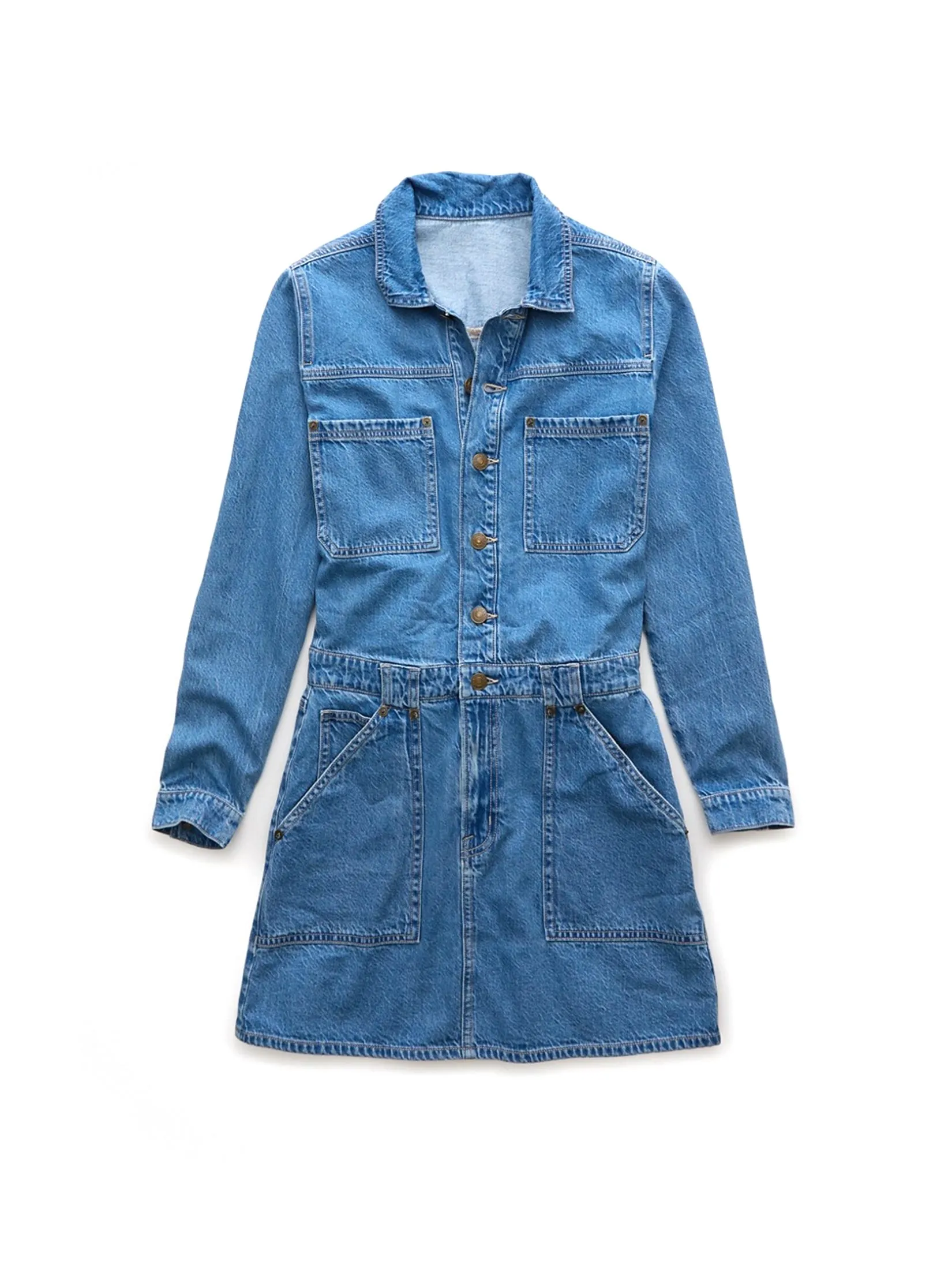 AMERICAN EAGLE WOMEN 7970 DENIM COVERALL SKIRT 936 MEDIUM WASH