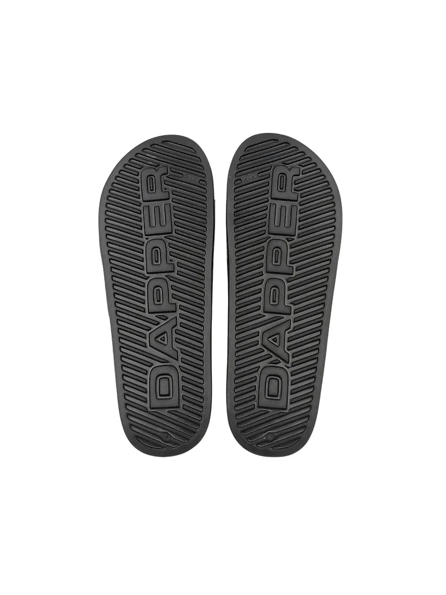 DAPPER Men DP Icon Camo Embossed Pool Slide Sandals Black