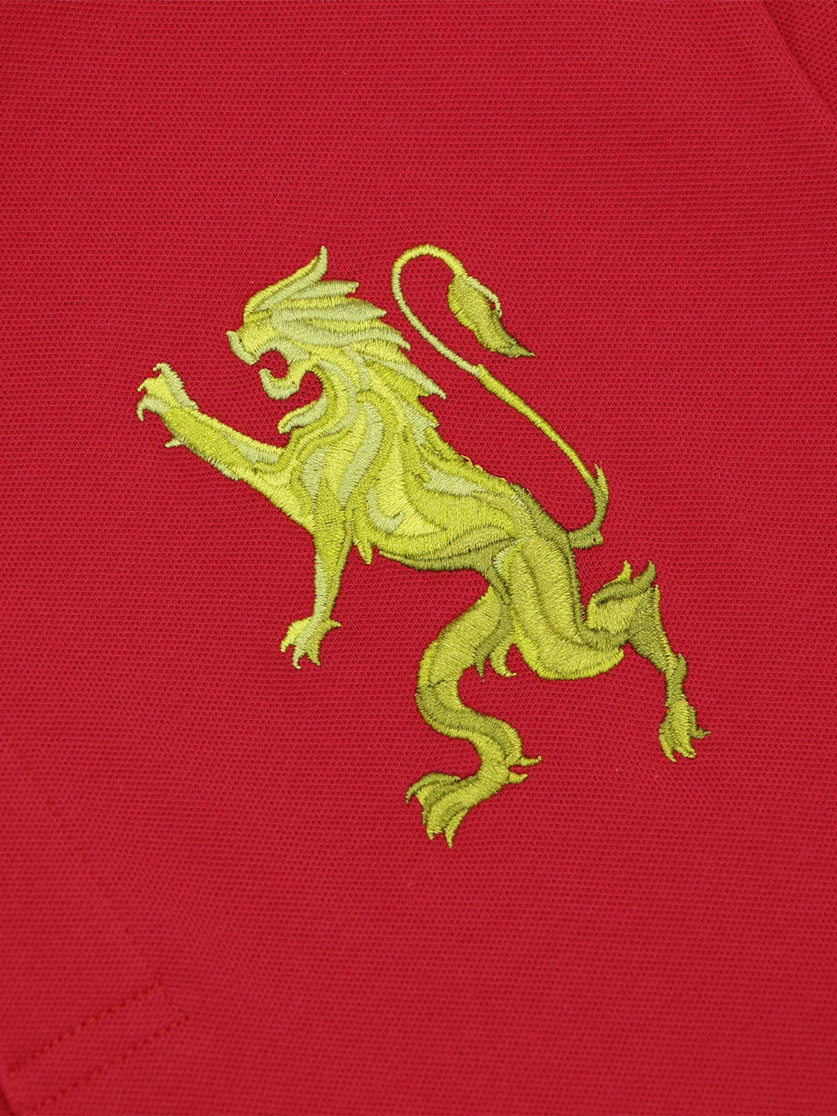 GIORDANO Men s Lycra Pique Embroidery Polo (3D Lion)  Haute Red