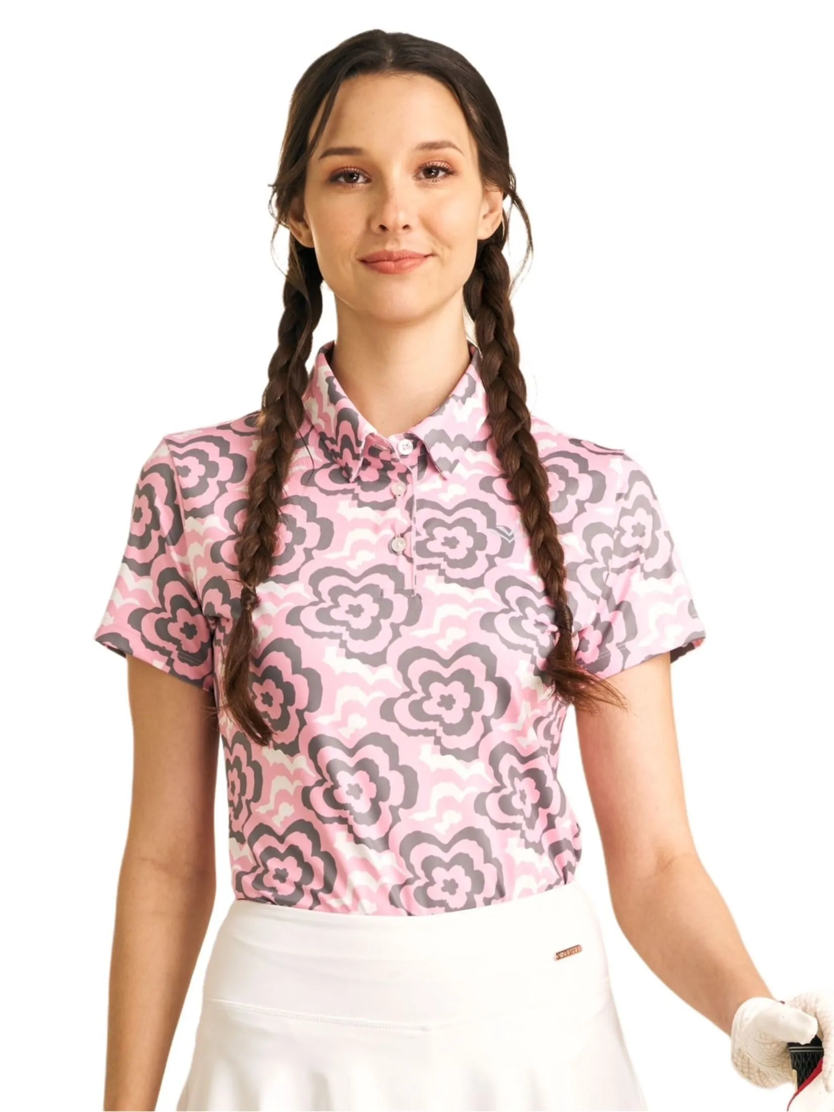 VANESSE Pink WOMEN PASTEL FLOWERS POLO (029083)