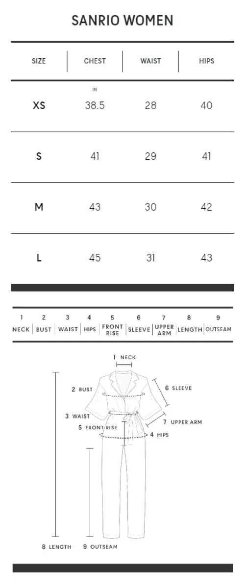 SANRIO Women Sleepwear Shirt Short Sleeves + Cropped Pants Kuromi Star Light Blue