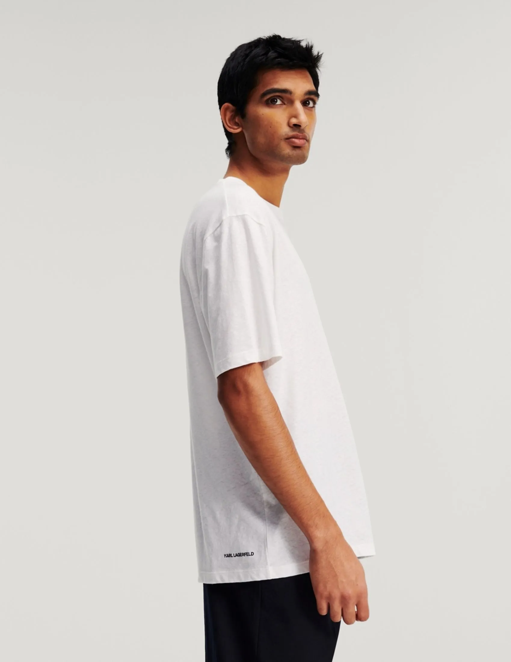 KARL LAGERFELD RTW-1 AUTOGRAPH LINEN BLEND MEN T-SHIRT WHITE