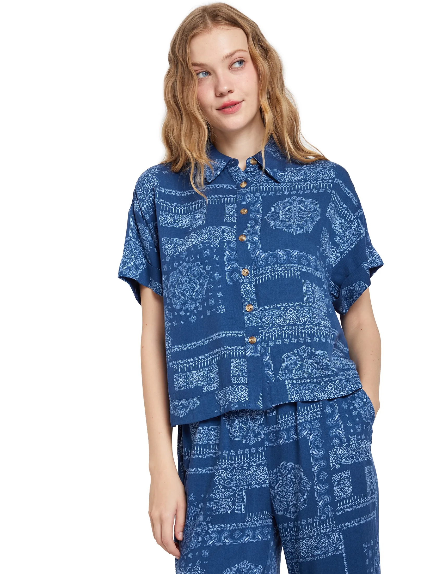 DEFRY 01 Women Shirt Short Sleeves Print Blue