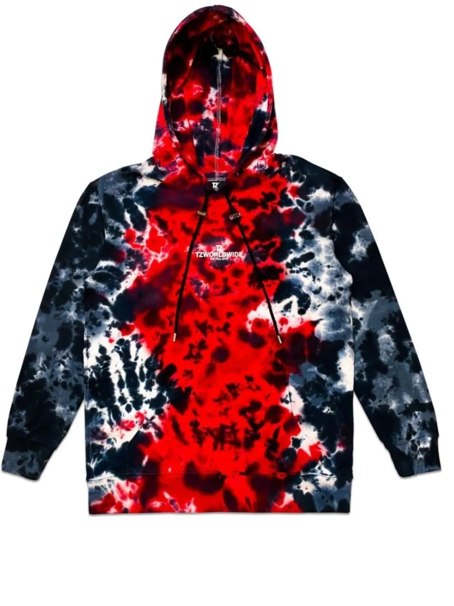 TZ WORLDWIDE Men HOODIE TZ TIE-TILL-DYE HOODIE - RED & BLACK