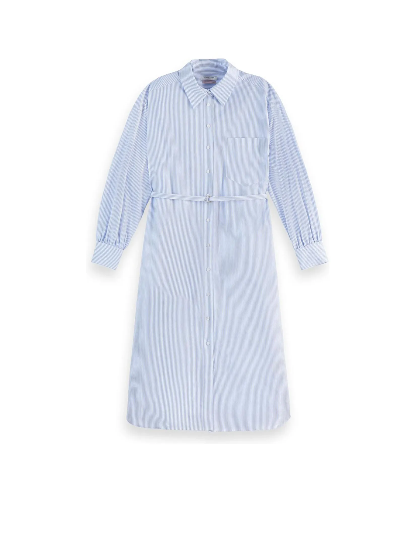 SCOTCH&SODA Women Shirt Dress Essentials — Poplin White and Blue stripe
