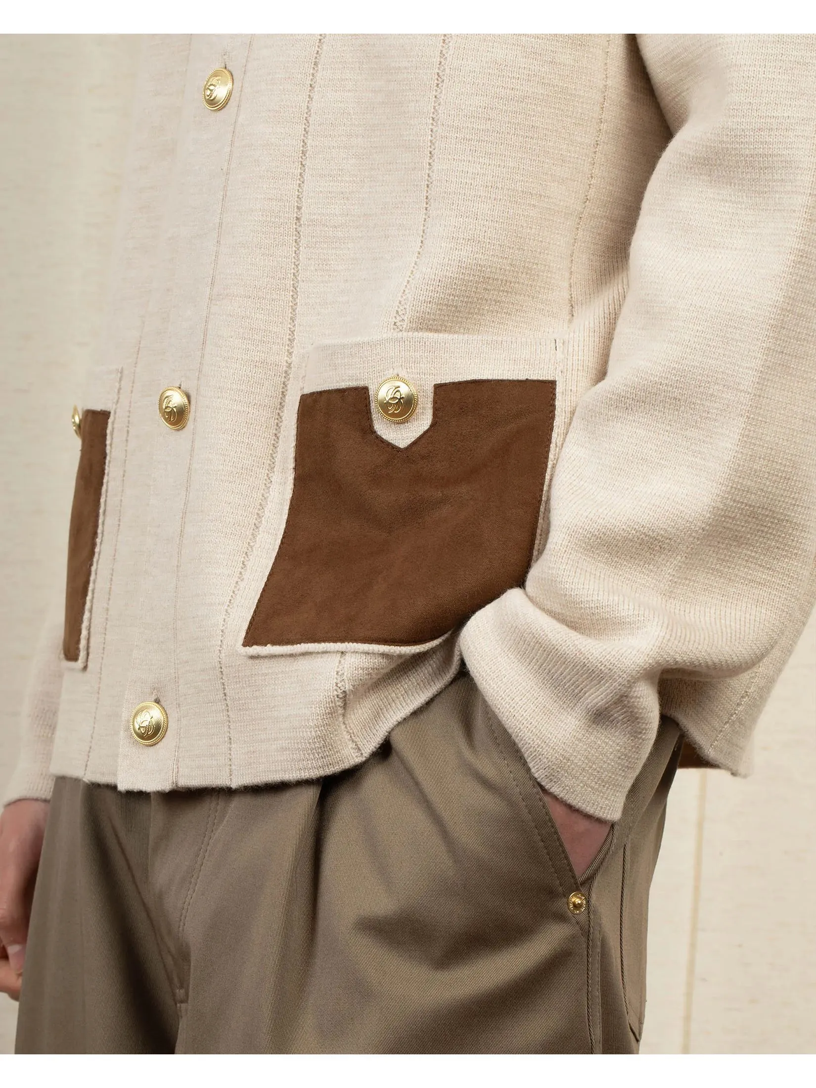 DROLE DE MONSIEUR Men Cardigan The Pocket Cardigan Beige