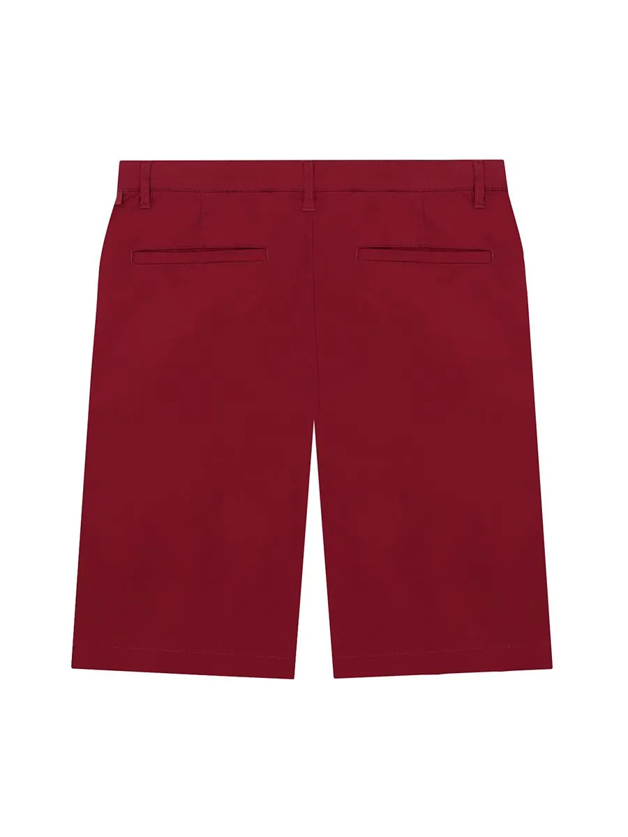 GIORDANO Men's Cotton Slim Hidden Comfort Bermuda (180° Expandable Waistband) Biking red