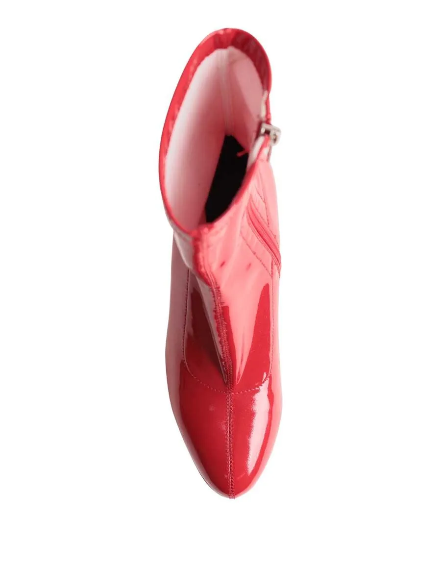 VILLAINS SF LISSA Platform Ankle Boots In Red Patent RED PATENT