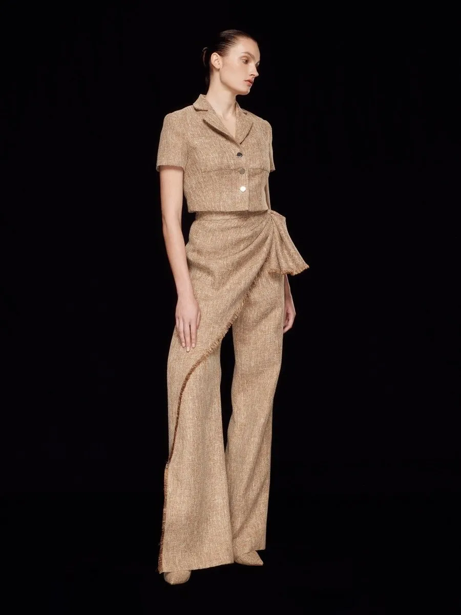 ASAVA ( SS24 )Everly Ruffle High-waisted Women Pants Beige