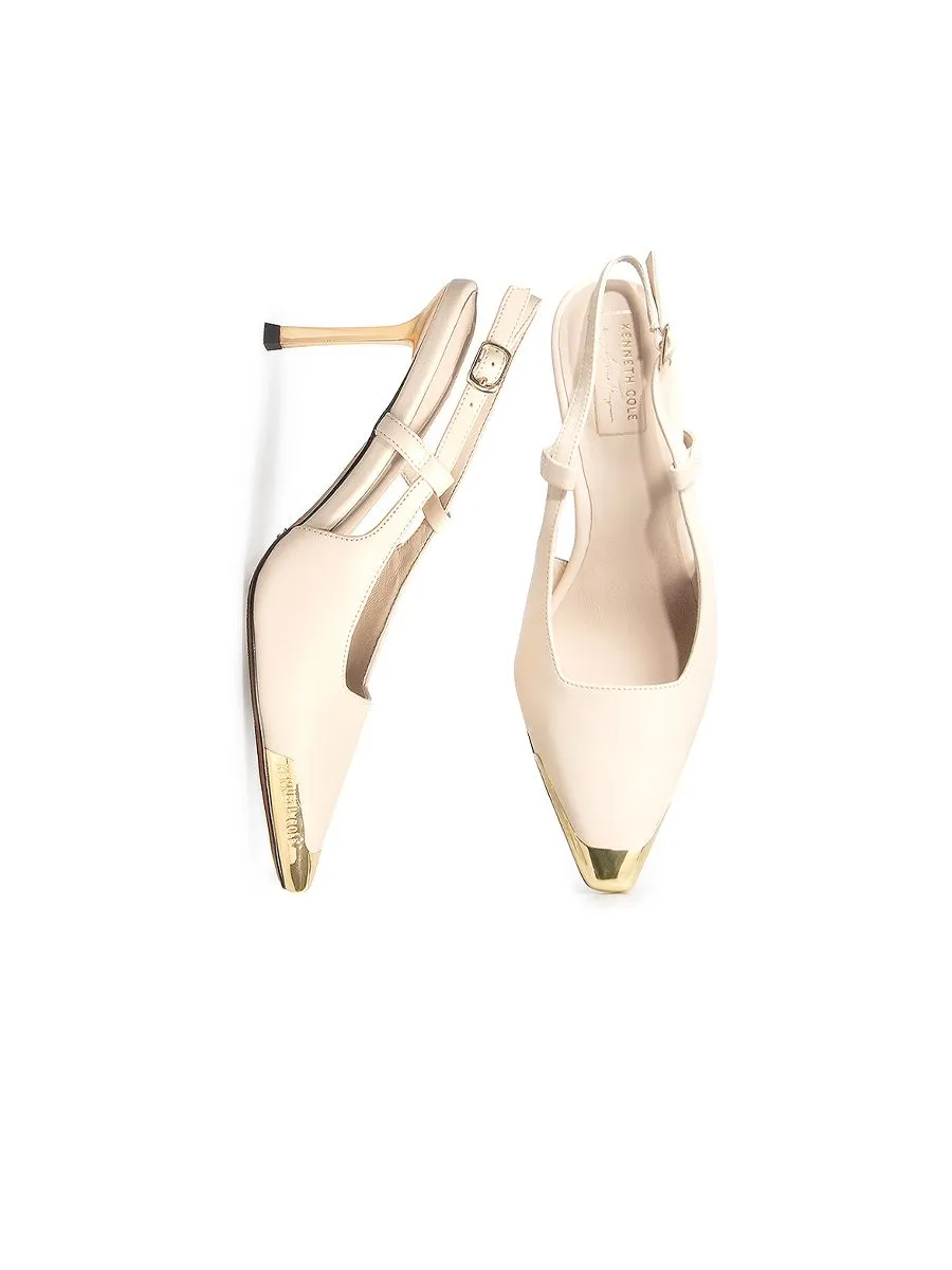 KENNETH COLE WOMEN HEELS ADIA SLINGBACKS X ANNE THONGPRASOM / EGG SHELL