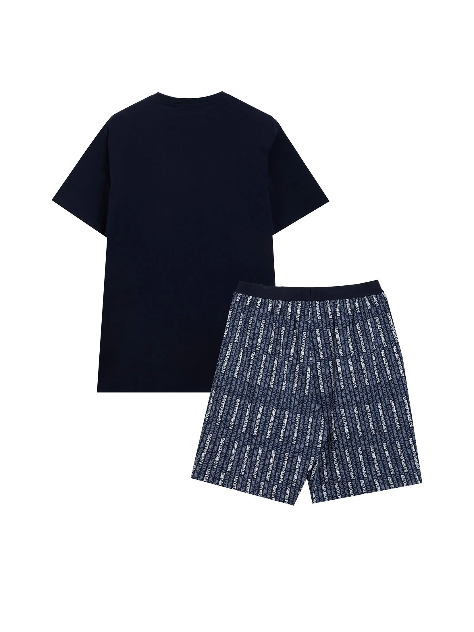 EMPORIO ARMANI Men Pyjamas Set T-Shirt + Shorts FW25 MB310 Ar.Blu/Ea Lettering Hori