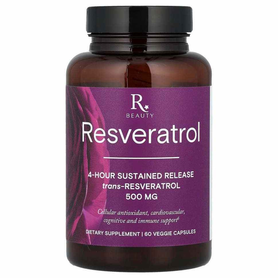 ReserveAge Nutrition, Ресвератрол, 500 мг, 60 растительных капсул
