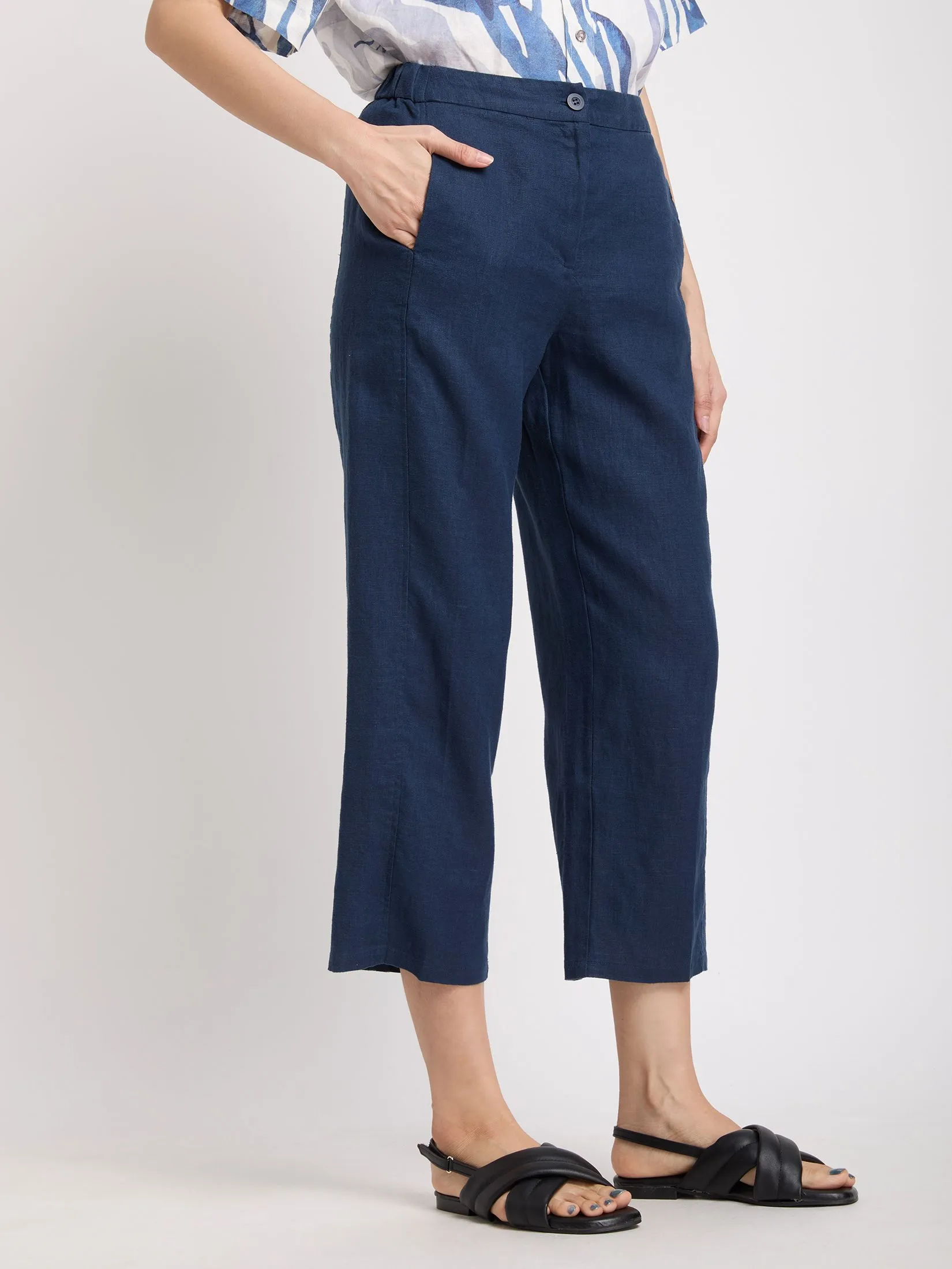 SIMPLICITY Women Pants Plain Tone Linen