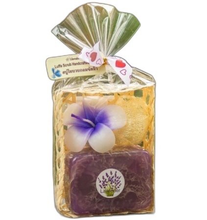 Лавандовое мыло для лица и тела и скраб из люффы Lilawadee Herb