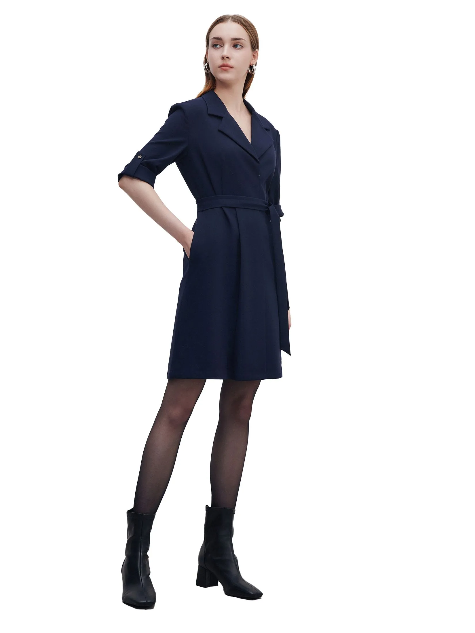 G2000 Women Clothing Fit & Flare Trench Dress Fit & Flare Shape - Dark Navy