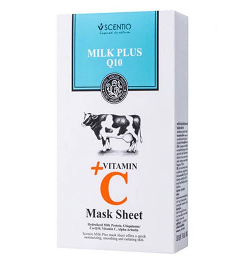 Тканевая маска с молочным протеином, Q10 и витамином С Scentio 1 или 10 шт