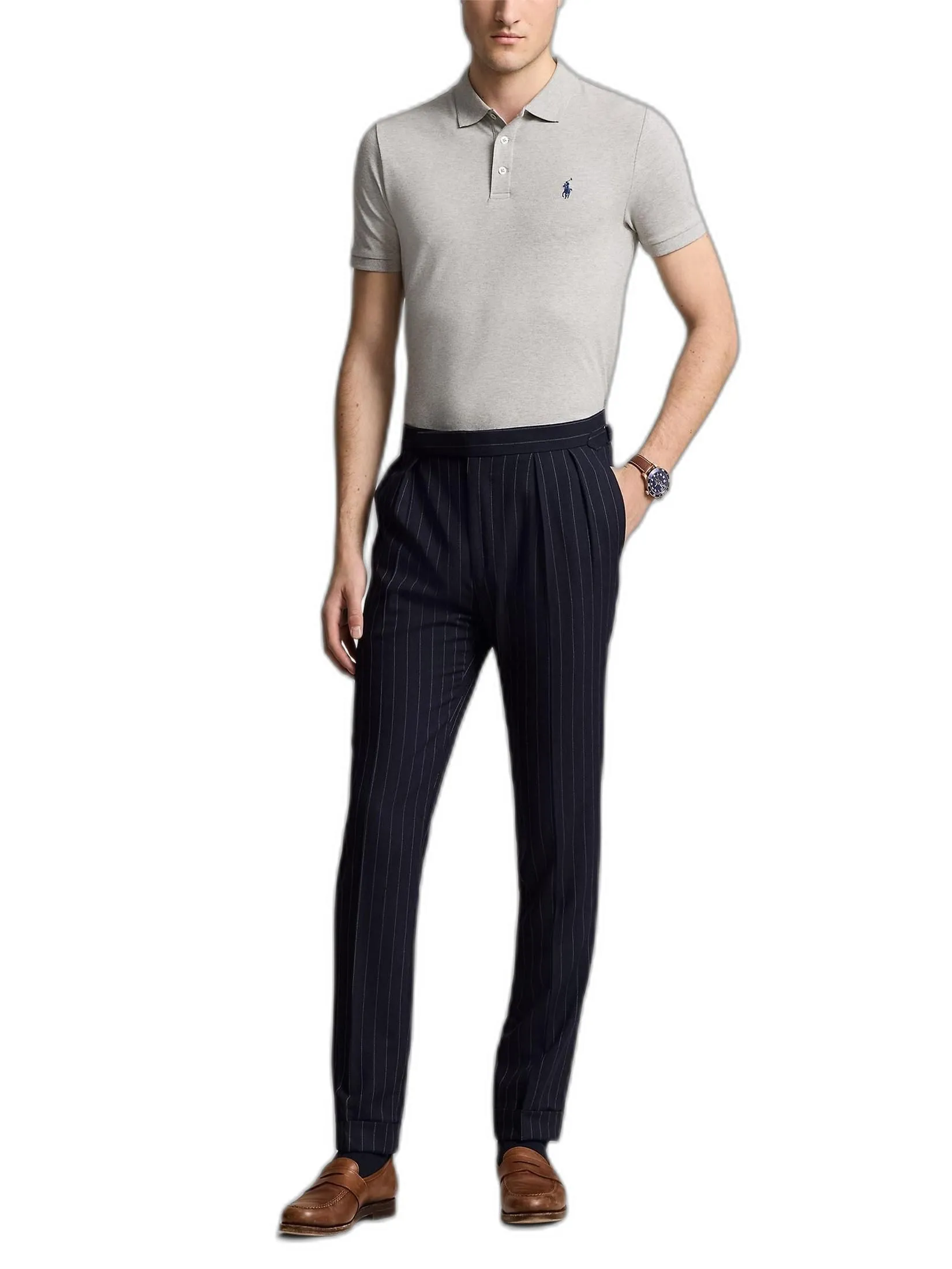 POLO RALPH LAUREN Men Polo-Custom Slim Fit Stretch Mesh Polo Shirt MNPOKNI1N822992-Grey