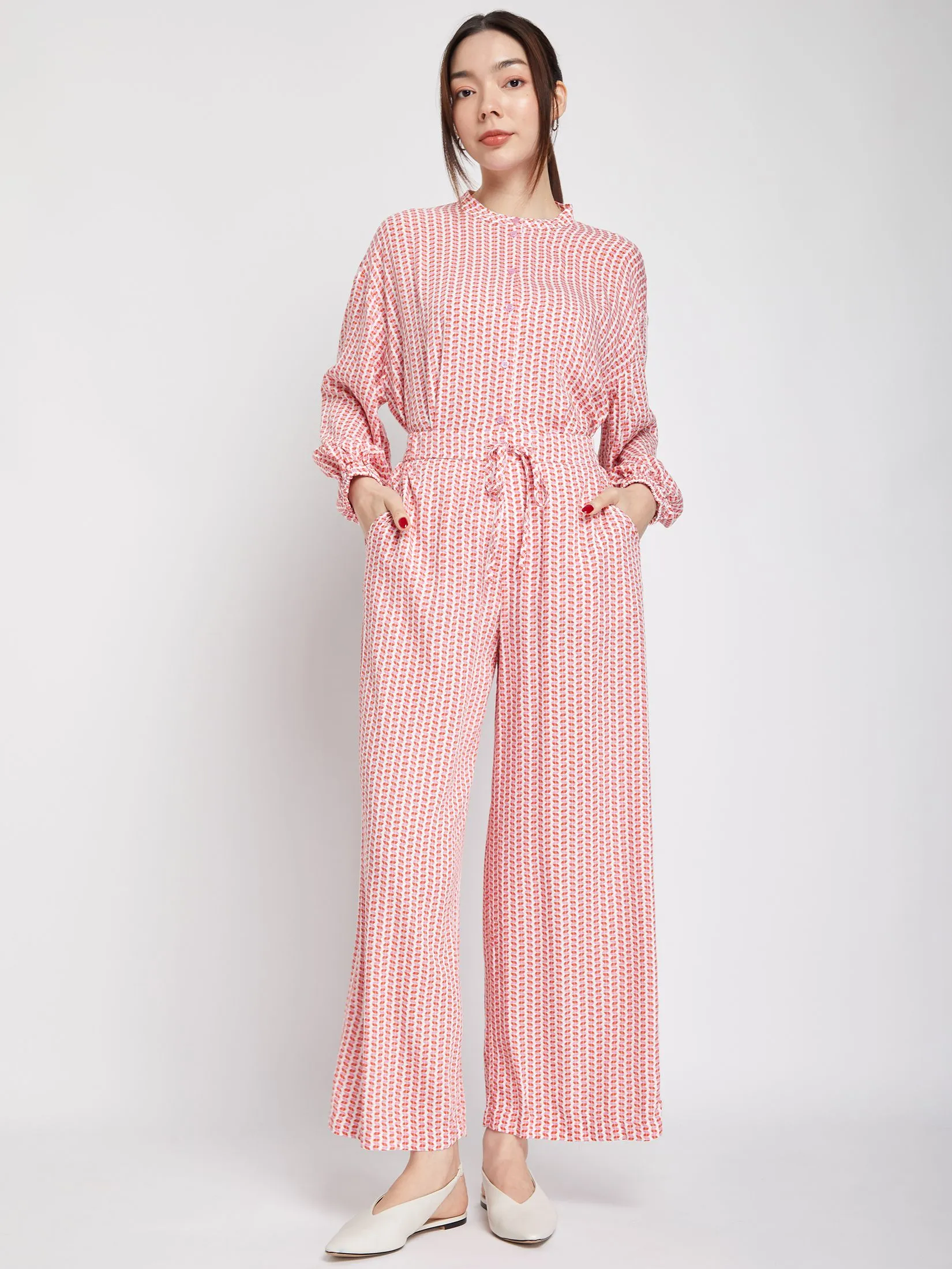 EASY PIECES Women Blouse Long Sleeves Band Collar