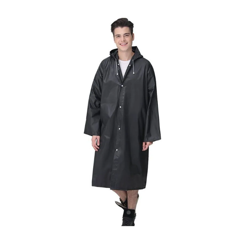 CHARITES BRAND Rain coat, Poncho PVC, Korea Style Waterproof, Dustproof - Black
