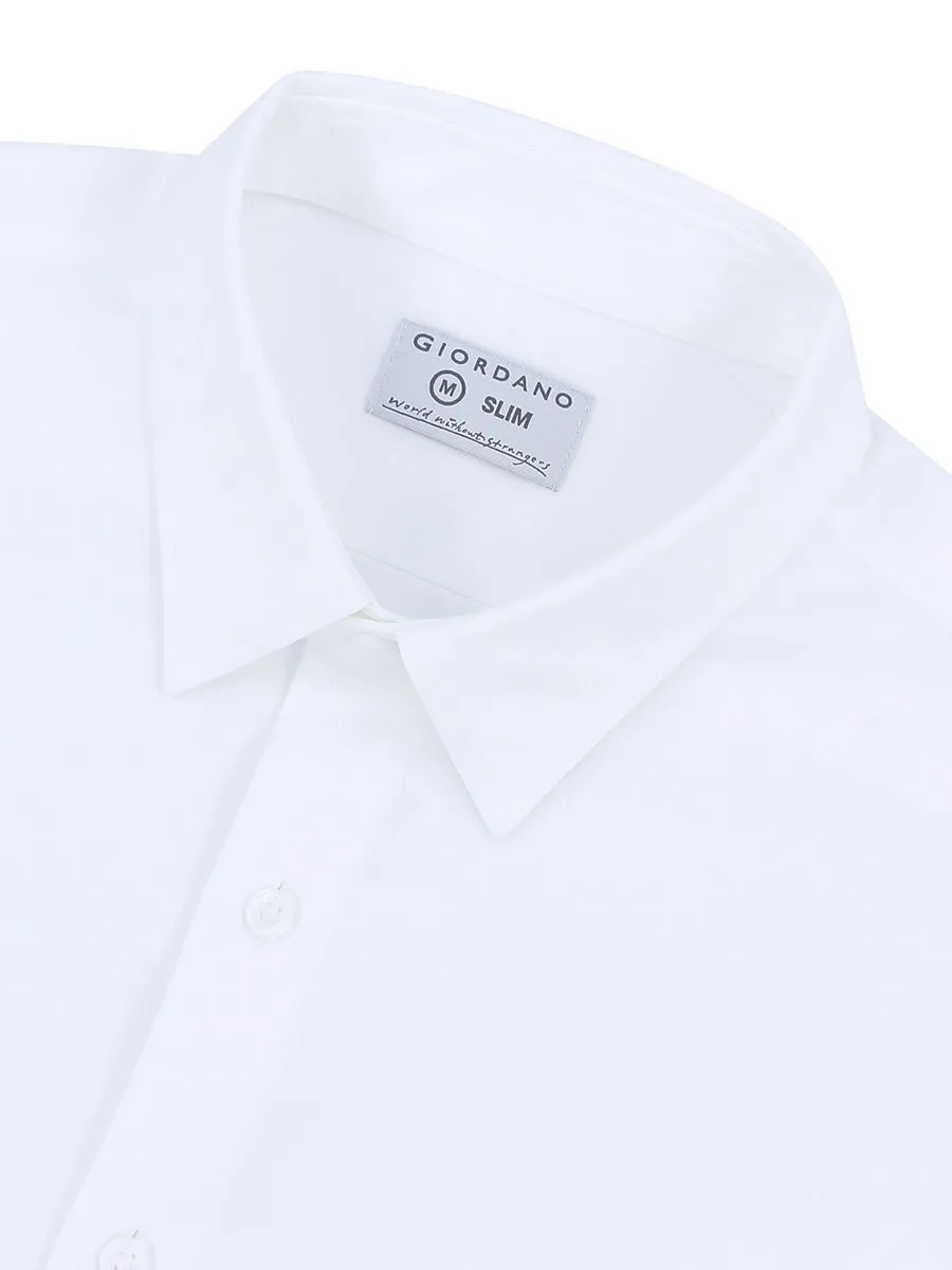 GIORDANO Men's Twill Easy Care Shirts White