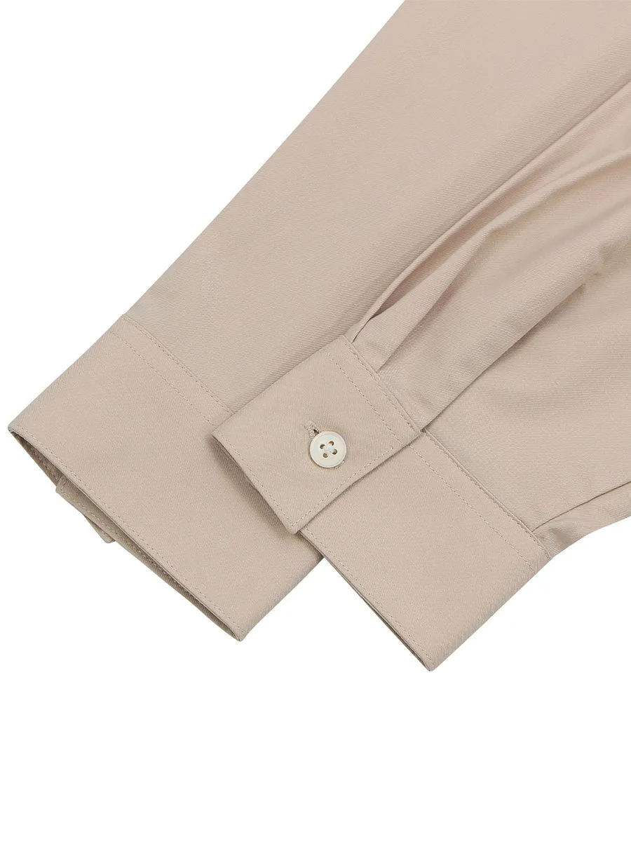 GIORDANO Women's Twill Acute Collar Shirt  Khaki