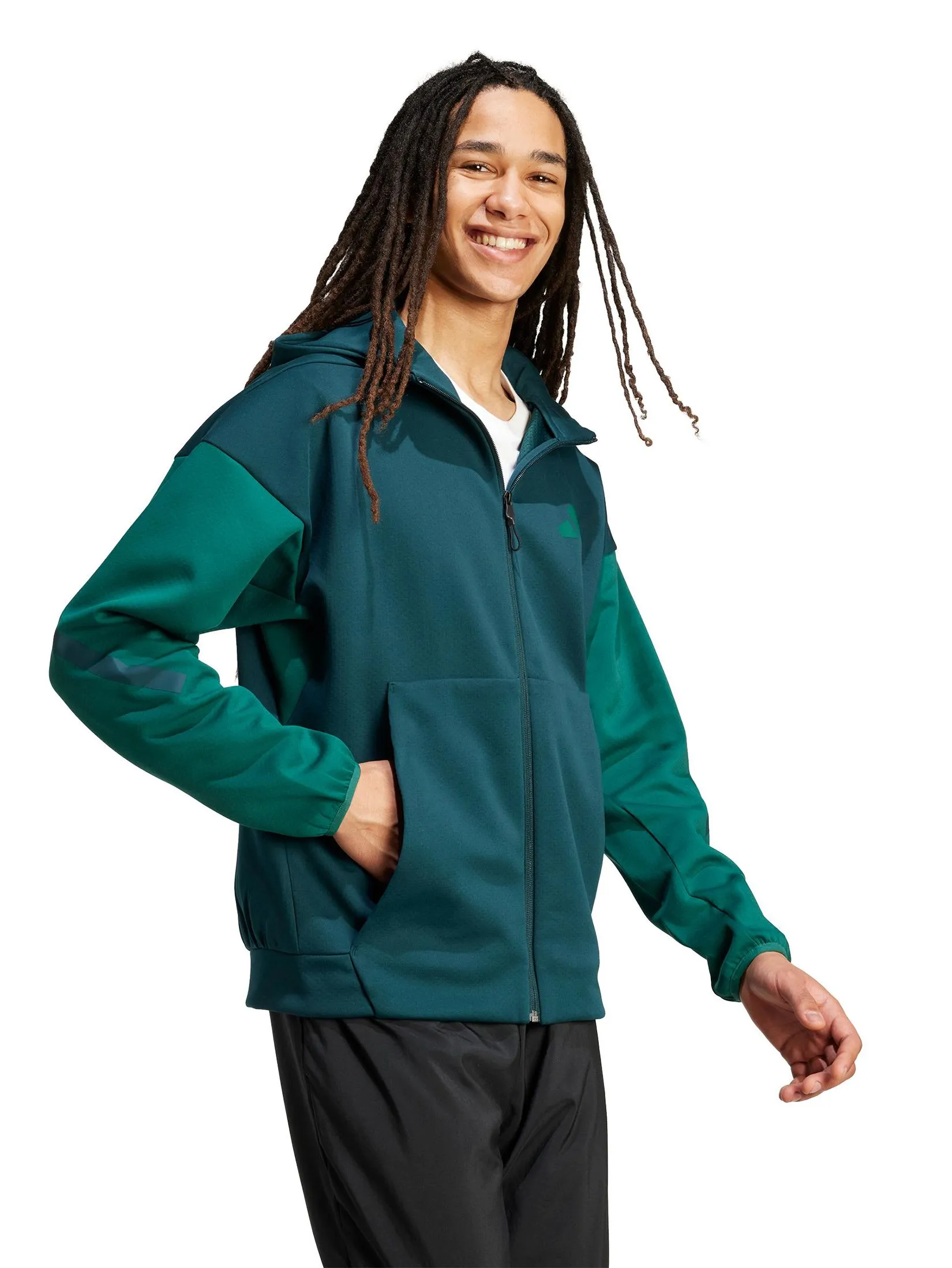 ADIDAS Men Hoodie Full-Zip Adidas Z.N.E. JY4826 Green / Aurora Ivy / Collegiate Green