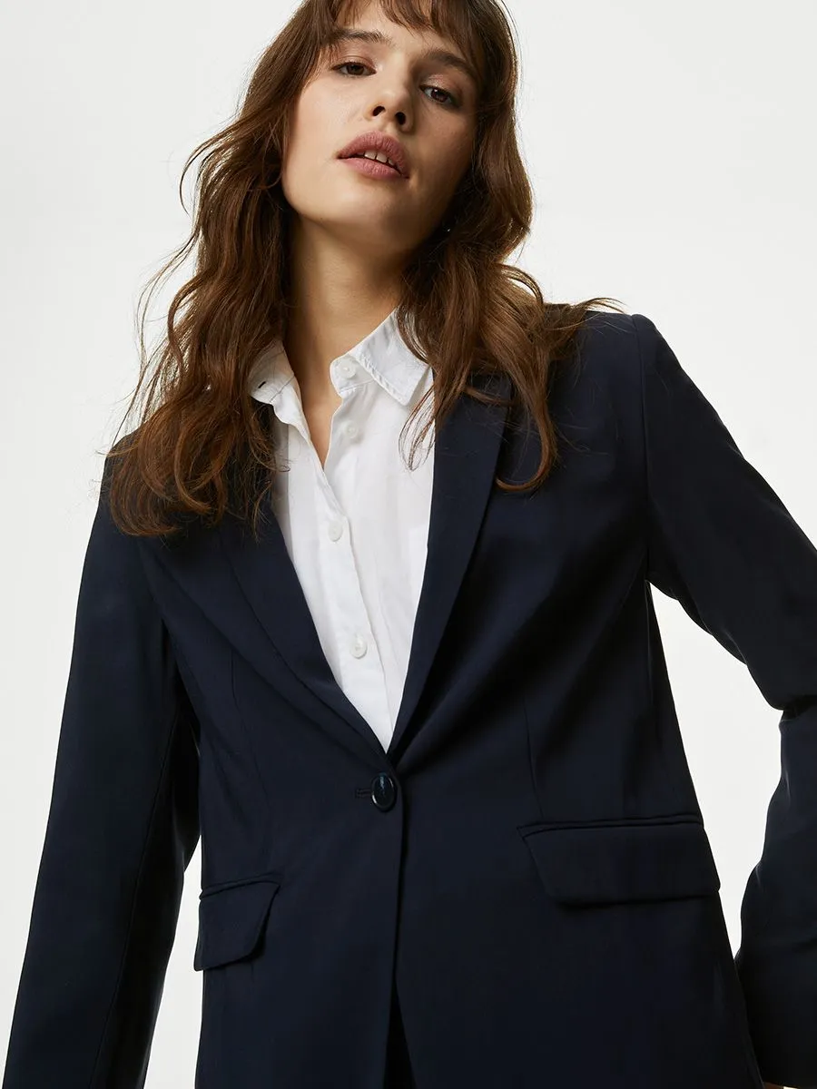 MARKS & SPENCER Women Blazer Straight Single Breasted Dark Navy