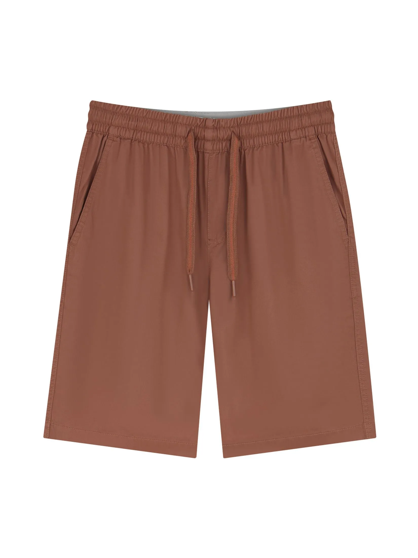 GIORDANO Men's Slim Twill Bermuda Shorts (180° Elastic Waist) Russet brown