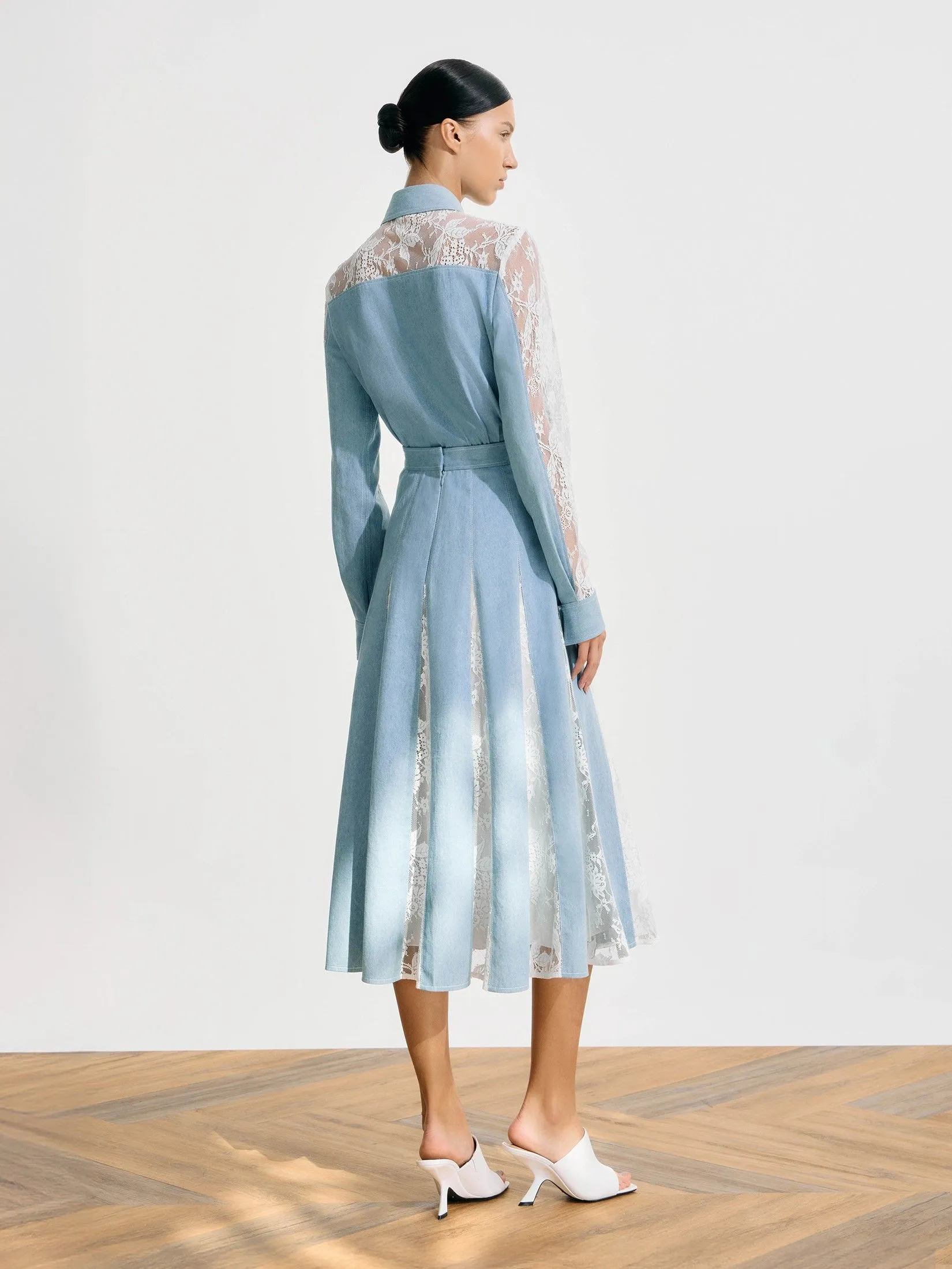 ASAVA (SS25)Hayden Denim Lace Women Skirt Light Blue