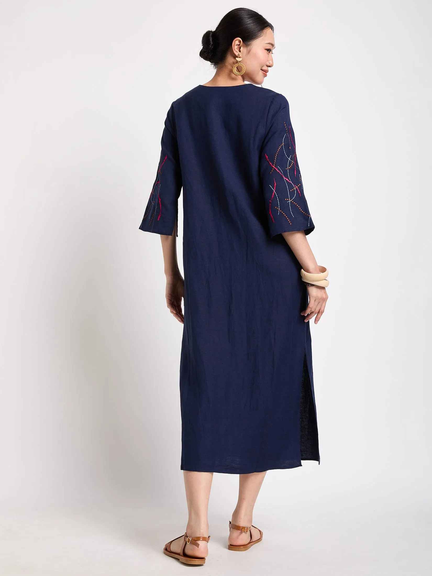 JOURNAL Women Dress V-Neck Embroidered