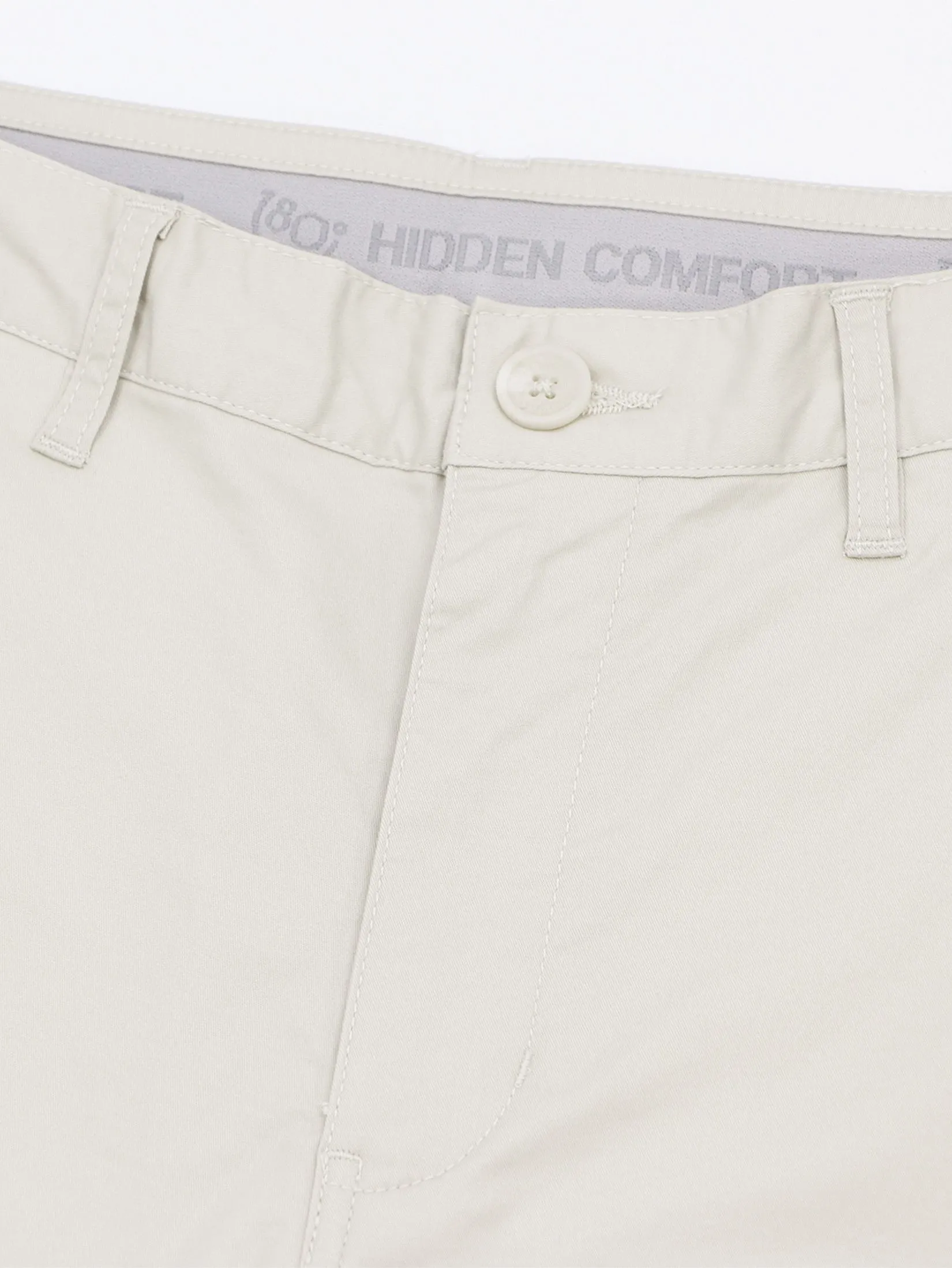 GIORDANO Men's Twill Slim Hidden Comfort Shorts (180° Elastic) Creamware Khaki