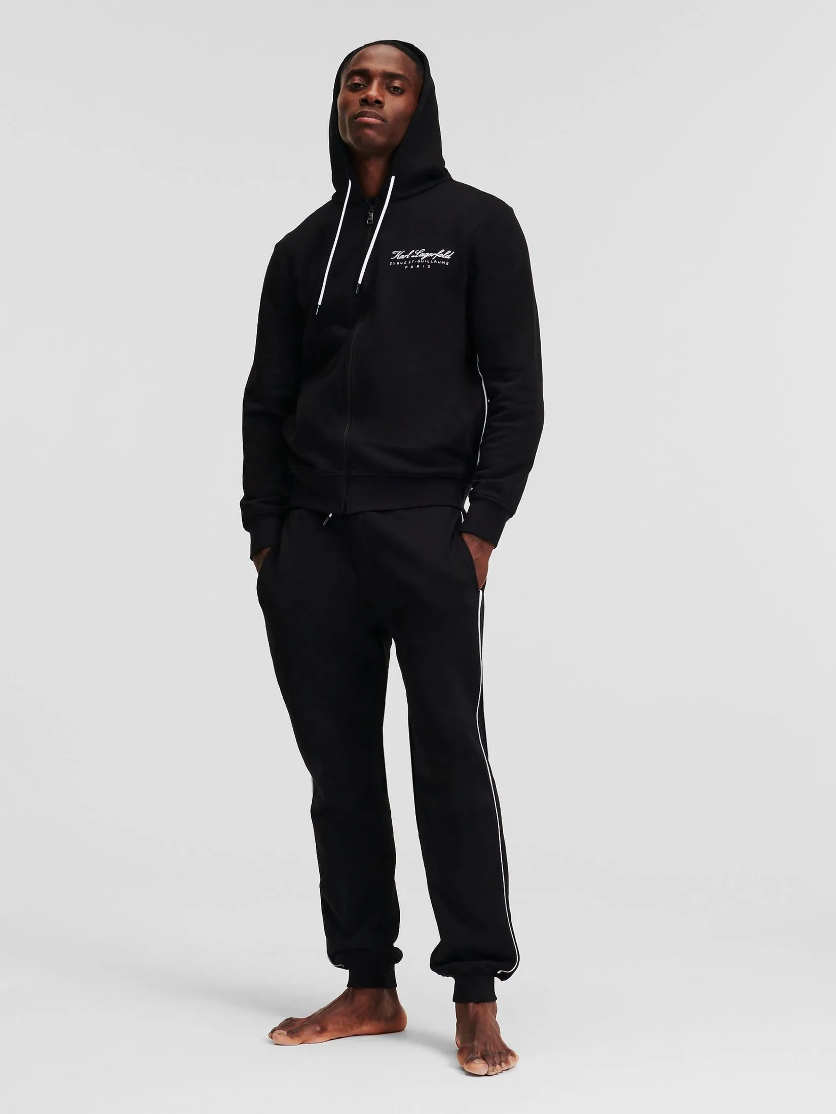 KARL LAGERFELD HOTEL KARL ZIP UP HOODIE BLACK