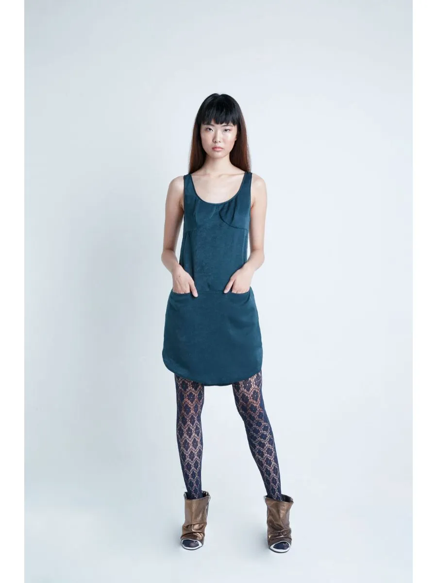 SENADA WOMEN DEEP GREEN SLEEVELESS DRESS