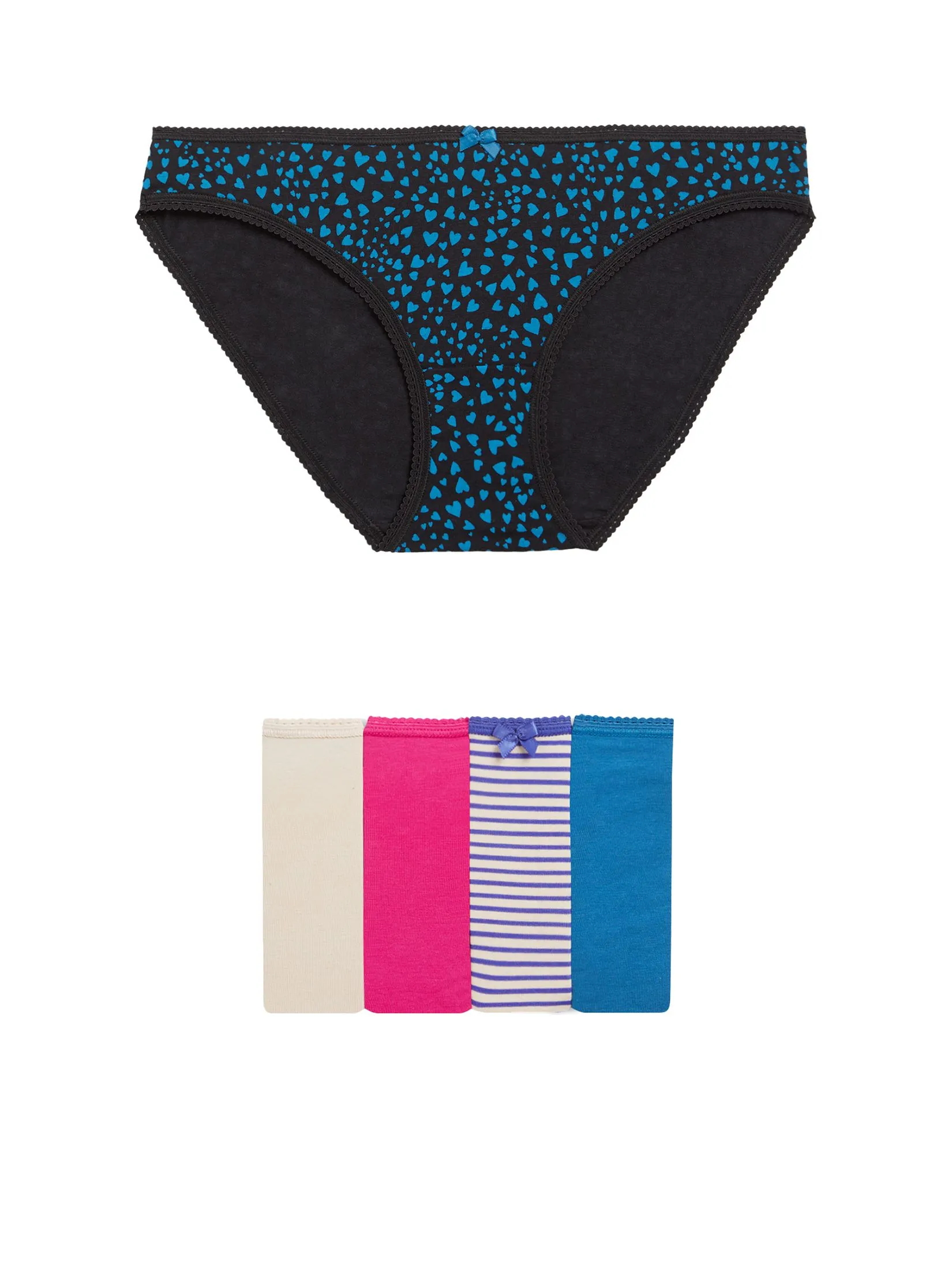 MARKS & SPENCER Women Bikini Knickers Cotton Lycra 5 Pk Multi-Color