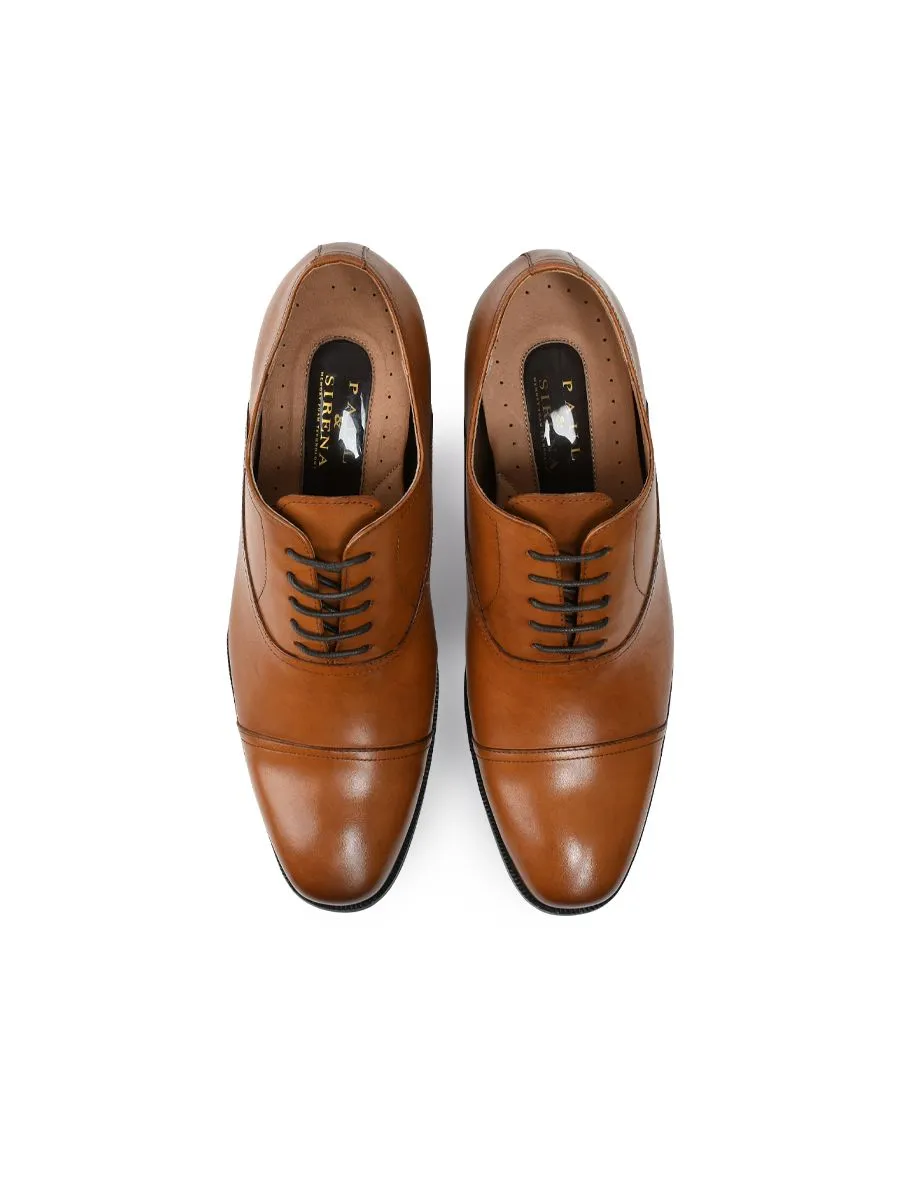 SIRENA Brown Leather Court Shoes Rounded Toe High Heel 3 inch Ethan