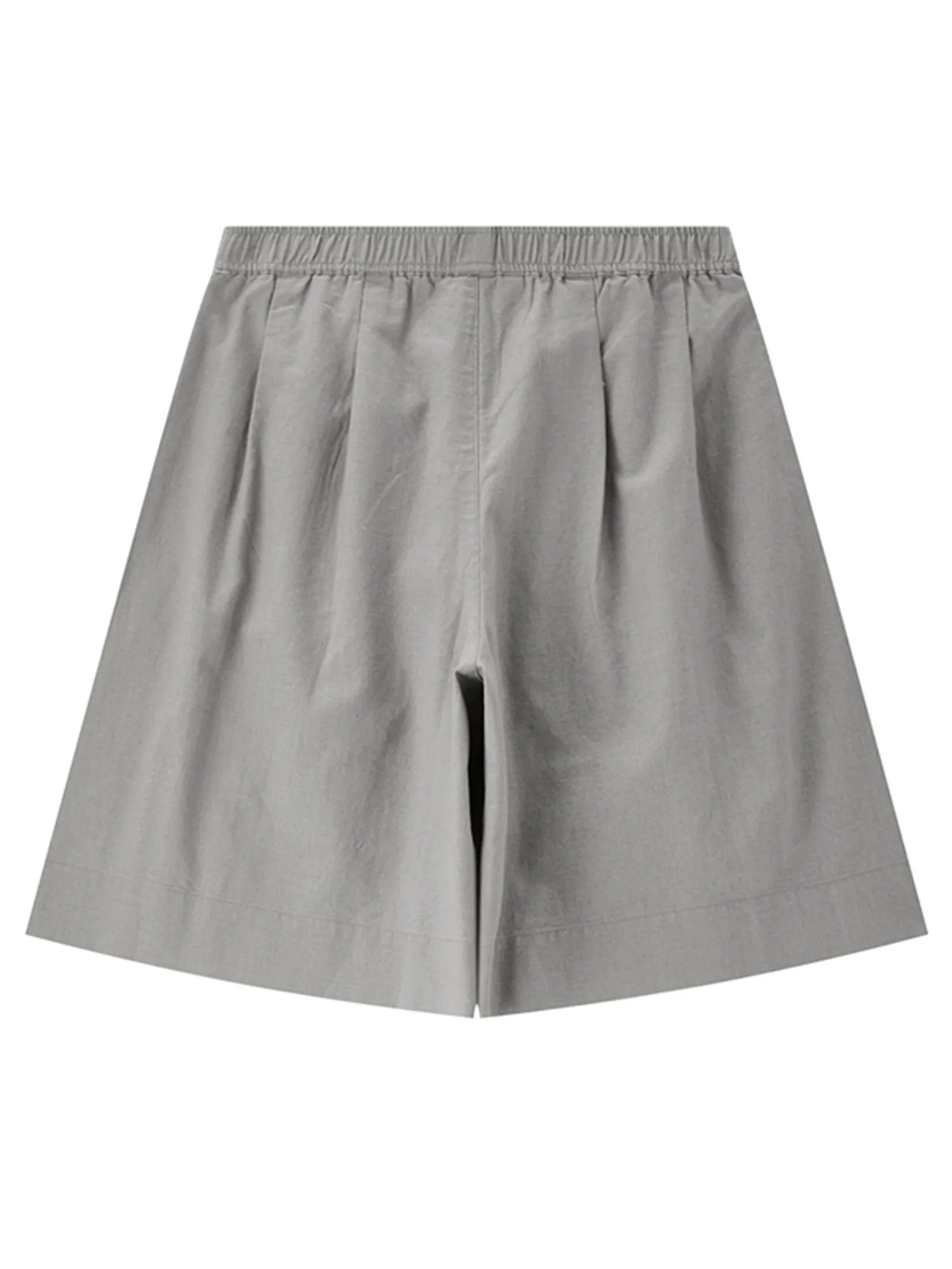 GIORDANO Women's Online Exclusive Cotton-Linen Pleated Shorts Grey