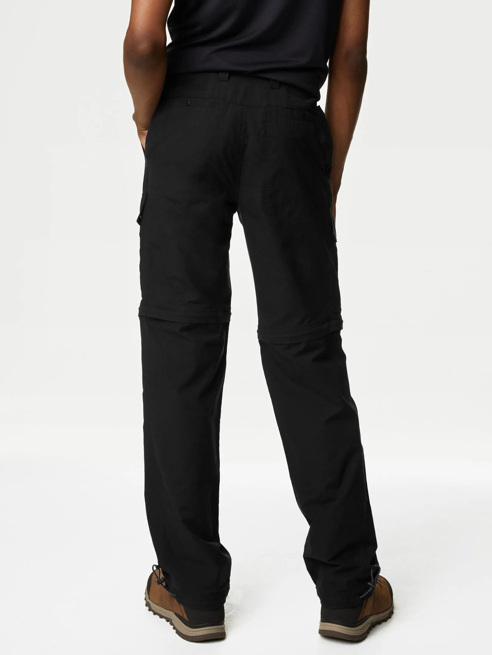 MARKS & SPENCER Men Trousers Zip Off Trekking with Stormwear Black