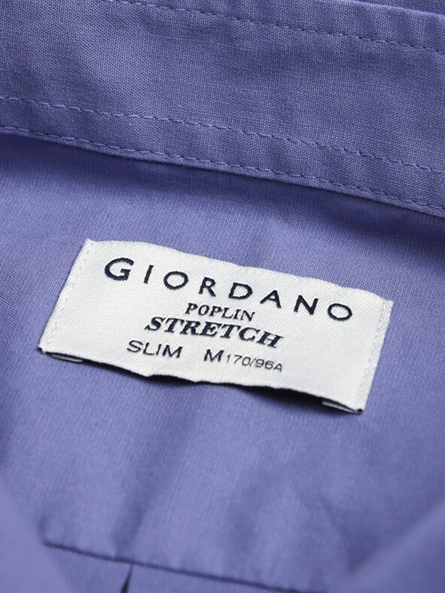 GIORDANO Men s Slim Fit Long Sleeve Stretch Shirt (Poplin) Purple