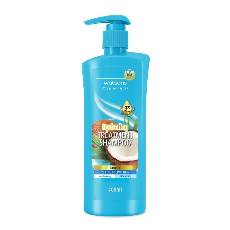 Watsons Treatment Shampoo Coconut for Fine or Limp Hair 400ml.