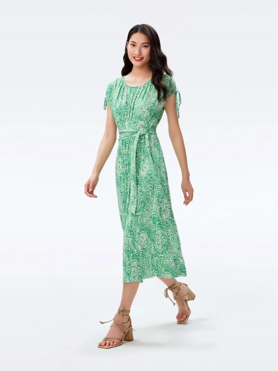 DIANE VON FURSTENBERG DVF REGGIO DRESS ATHENS PAISLEY INDIAN GREEN Size - M