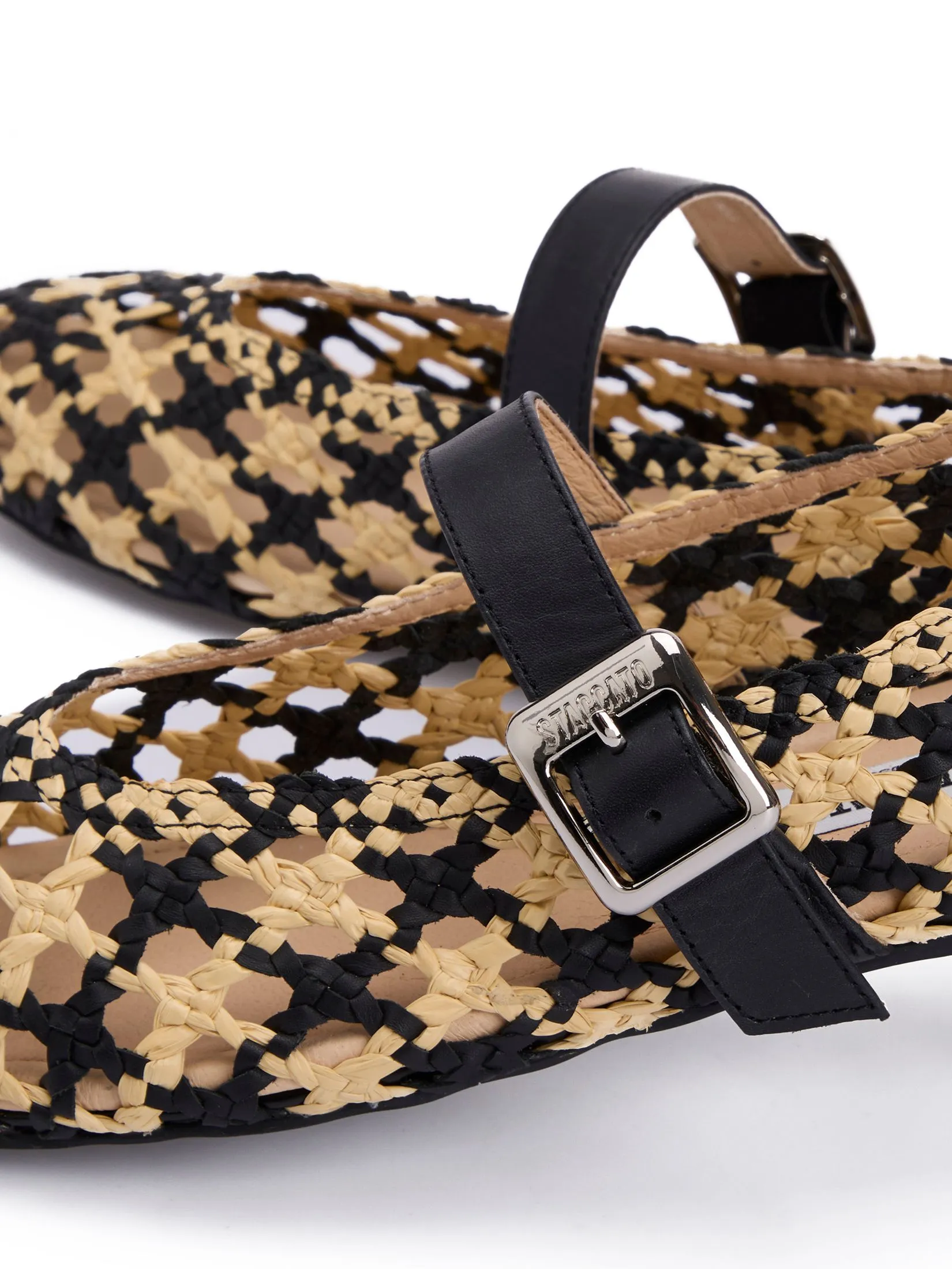 STACCATO Women Flats Woven Leather Strappy Bisque