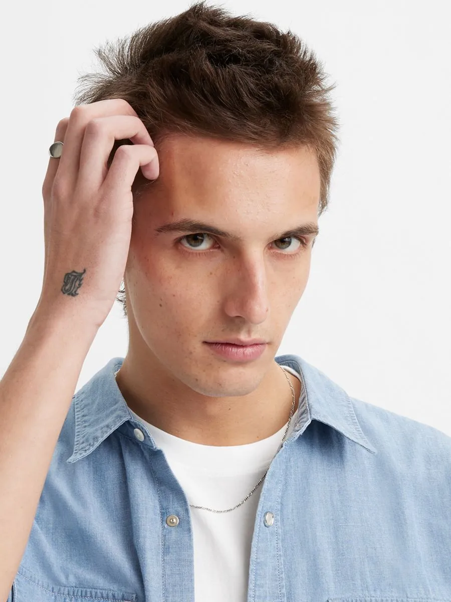 LEVI'S Men's Short Sleeves Relaxed Fit Western Shirt New Hyde Chambray