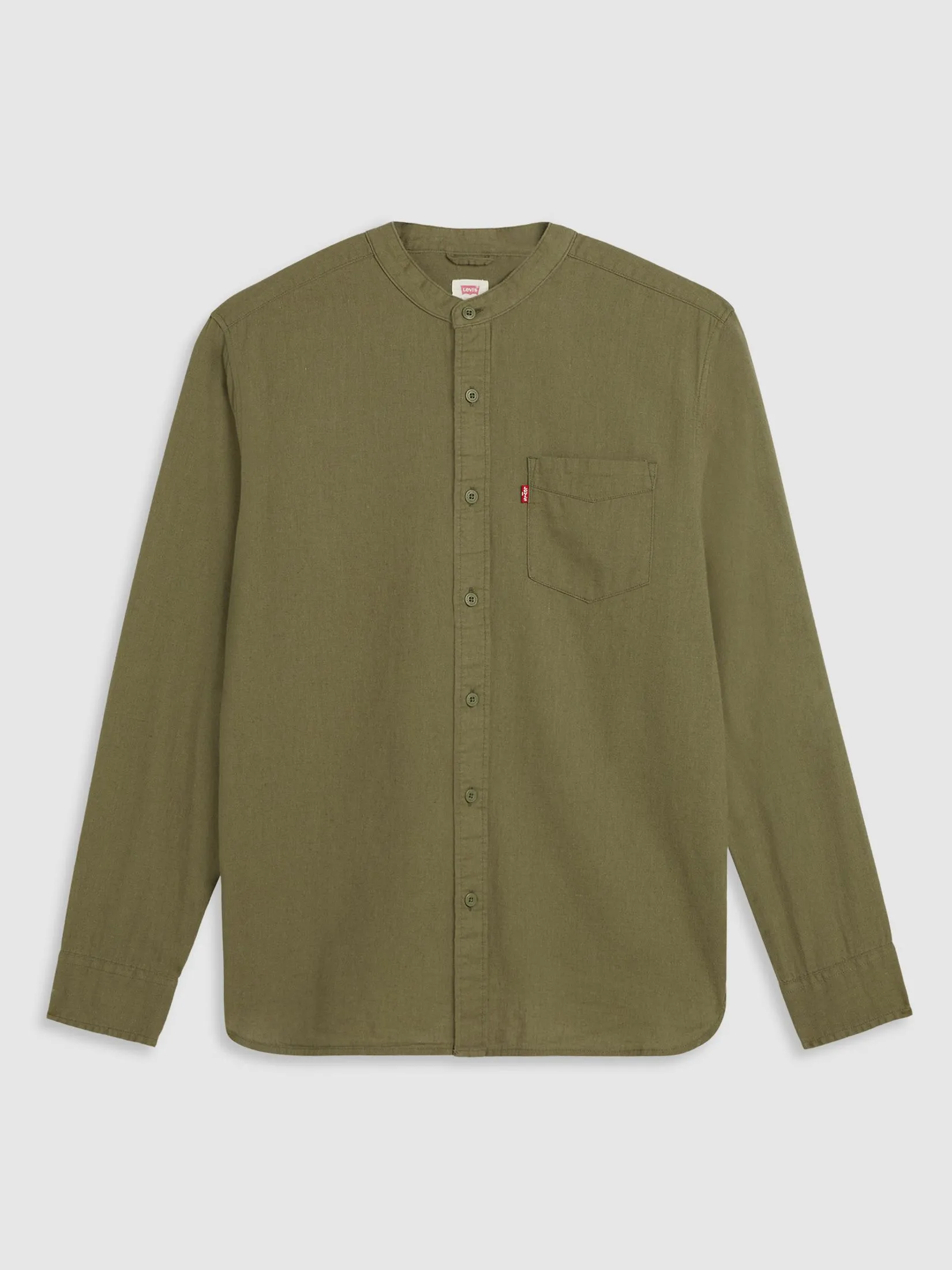 LEVI'S Men's Banded Collar 1 Pocket Shirt Green