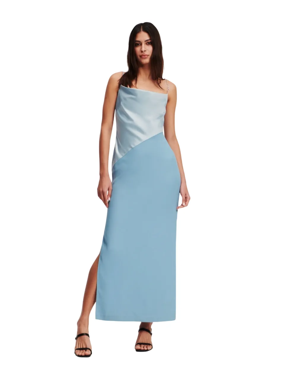 KARL LAGERFELD KARL CHARM SATIN WOMEN DRESS CASHMERE BLUE