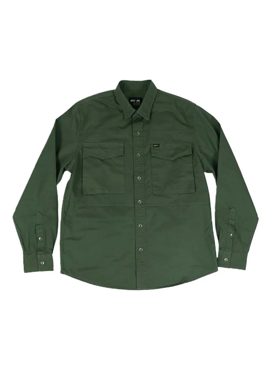 BOVY MEN'S OXFORD SHIRT SLEEVED GREEN COTTON TWILL Size - M