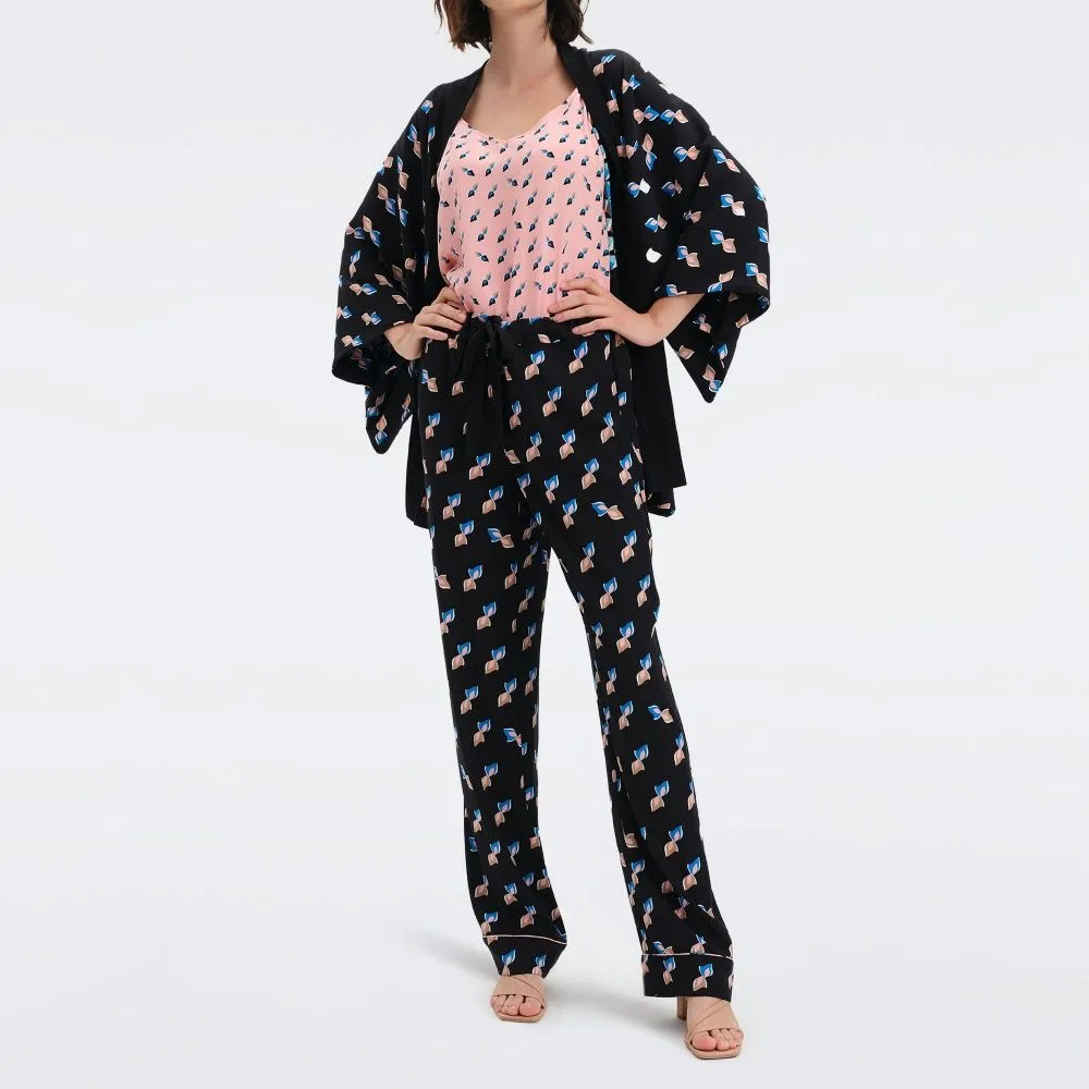 DIANE VON FURSTENBERG DVF VERONICA PANTS TWISTED GEO BLACK