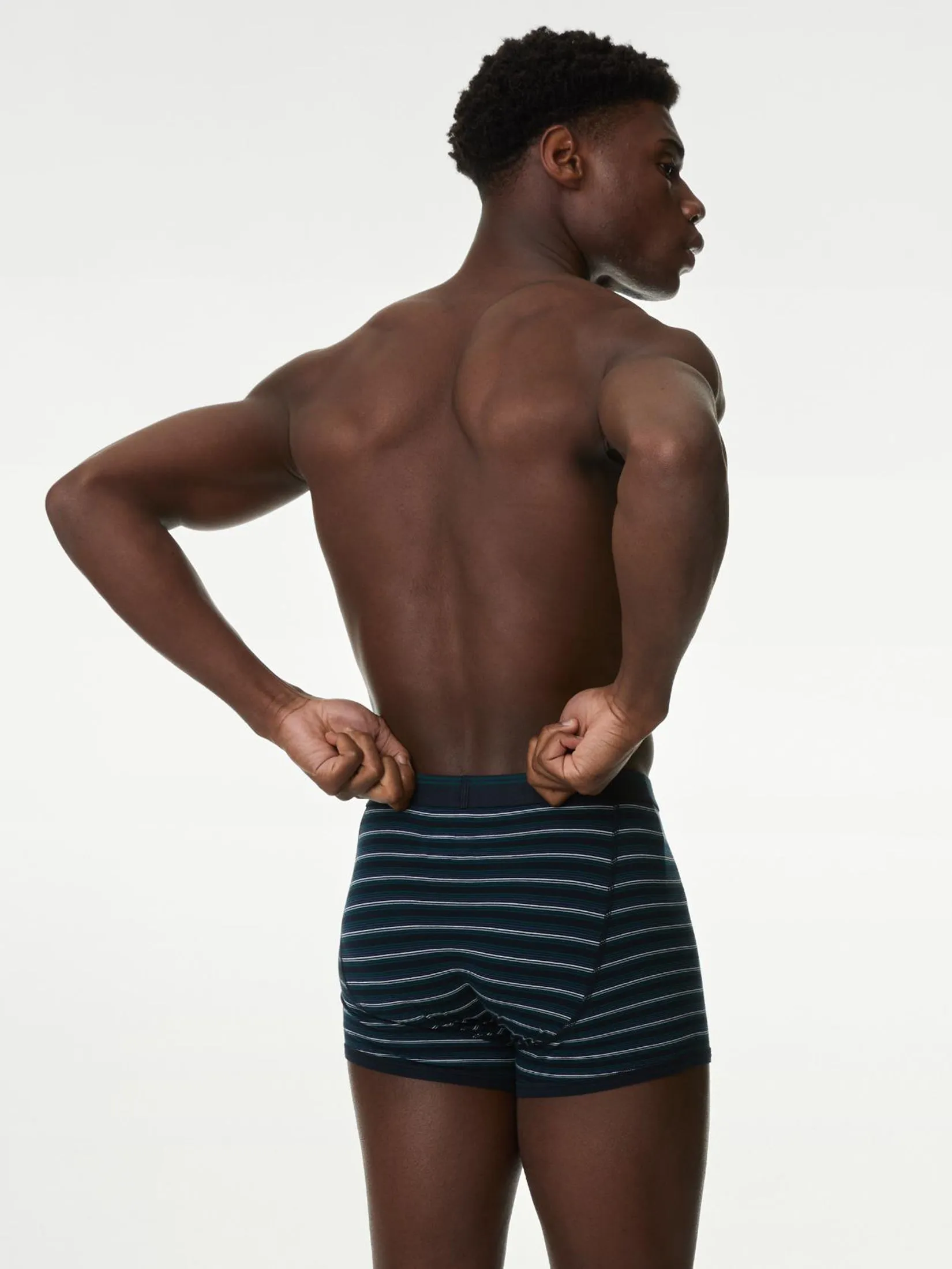 MARKS & SPENCER Men Trunks Cotton Rich Cool & Fresh Assorted Pattern 5pk Green Mix